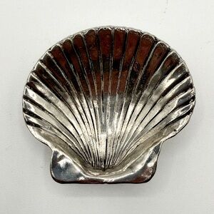 Scallop Shell Seashell Trinket Dish / Holder - Pewter